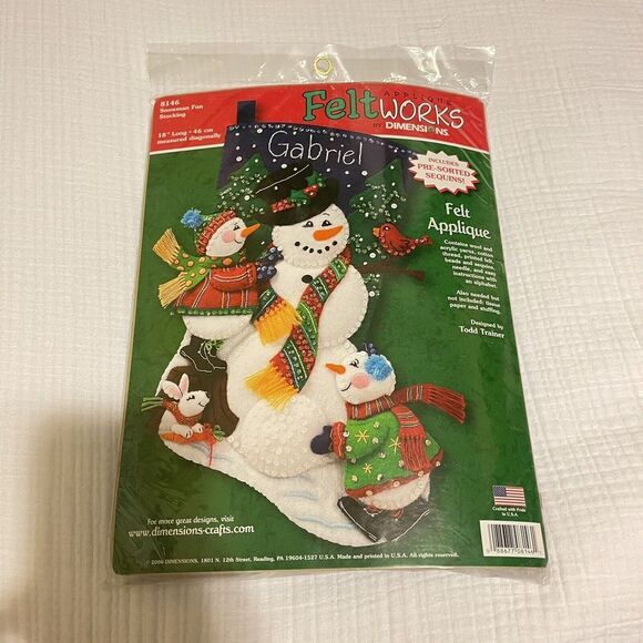 Dimensions Christmas Felt Applique‎ Holiday Stocking Kit SNOWMAN FUN #8146 USA - Picture 1 of 3